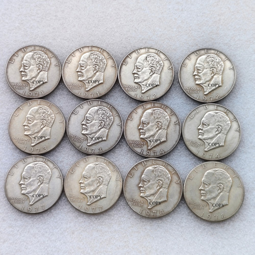 US 1 Dollar Eisenhower Dollar 1971-1978 Silver Plated Copy Coin 38MM