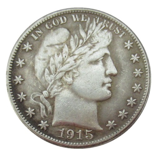 US 1915 P-S-D Barber Half Dollar Silver Plated Copy Coins