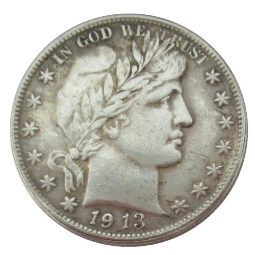 US 1913 P-S-D Barber Half Dollar Silver Plated Copy Coins