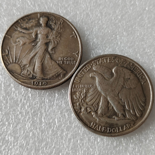US 1919 - 1923 Optional 30.6mm Walking Liberty Half Dollar Silver Plated Copy Coins