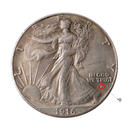 US 1916-D 1916-S  50C Obverse ( Regular Strike TYPE 1 ) Half Dollar Silver Plated Copy Coins