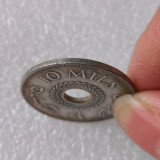 Copy 1937 Israel British Palestine 10 Mils & Shape Round with a round hole Silver Plated Copy Coin