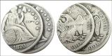 US 1870CC Seated Liberty Dollar Two Faces Error Silver Plated Copy Coin
