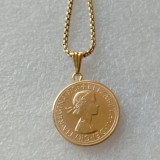 P(24)Coin Pendant 1964 REGINA FD ELIZABETH II DEI GRATIA GOLD PLATED 1 SOVEREIGN COPY COINS(diameter:22mm)