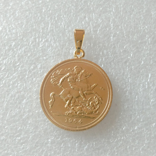P(24)Coin Pendant 1964 REGINA FD ELIZABETH II DEI GRATIA GOLD PLATED 1 SOVEREIGN COPY COINS(diameter:22mm)