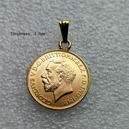 P(26 )Coin Pendant Thickness 1.5mm United Kingdom 1 Sovereign 1911 Gold Plated Copy Coin