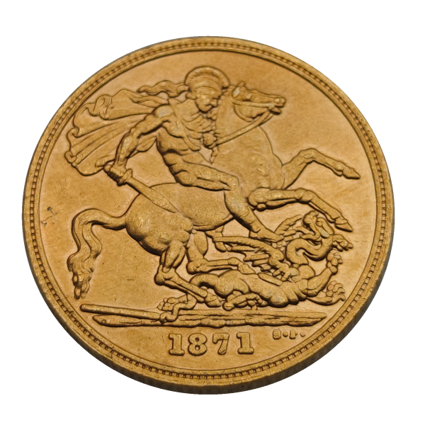 United Kingdom 1871-S 1 Sovereign - Victoria Diameter 22mm Gold Plated Copy Coins