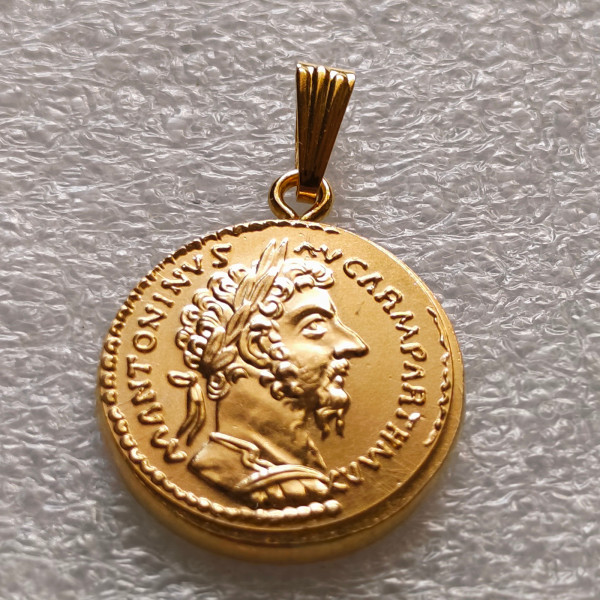 P(14)Coin Pendant Marcus Aurelius, Aureus, Rome, 168 AD, Gold Plated Fashion Jewelry(diameter:20mm)