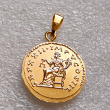 P(14)Coin Pendant Marcus Aurelius, Aureus, Rome, 168 AD, Gold Plated Fashion Jewelry(diameter:20mm)