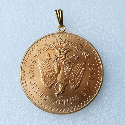 P(02)Coin Pendant Mexico 1929 50 Peso Coin Gold Plated Fashion Jewelry(diameter:37mm)