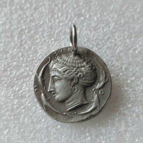 P(40)  Greek Ancient Silver Plated Coin Pendant G56