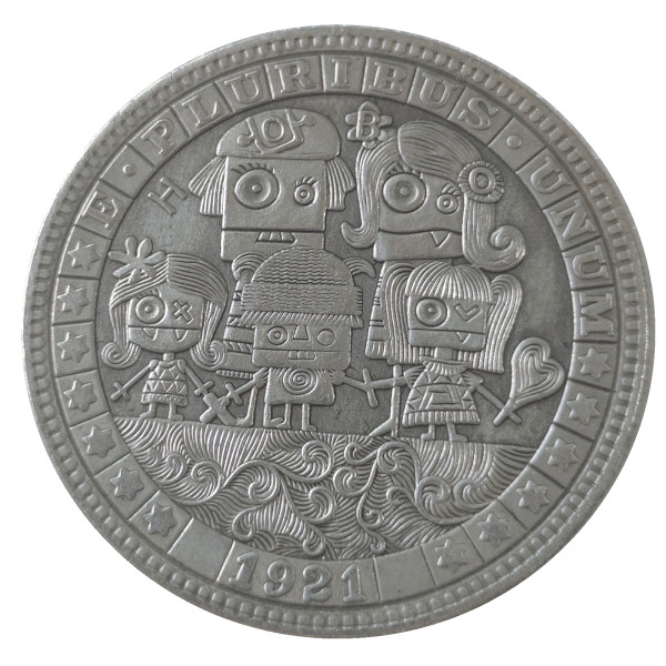 HB(350) US Morgan  Hobo Nickel Art Coin - Cute Cartoon Characters, Silver Plated Replica Collectible