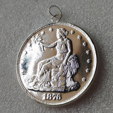 P(22)Coin Pendant US 1876cc Trade Dollar Necklace Gold Plated / Silver Plated Coin Fashion Jewelry