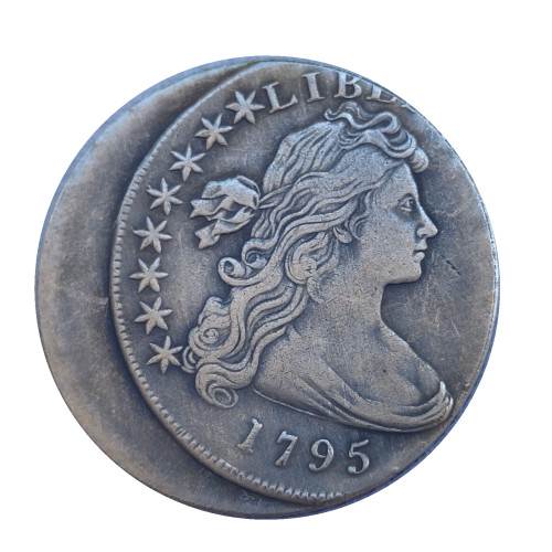 United States Of  America 1795 Liberty Dollar Two Faces Error Silver Plated Copy Coin