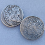 United States Of  America 1795 Liberty Dollar Two Faces Error Silver Plated Copy Coin