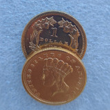 Copy USA 1859 - 1 Dollar （ Large Indian Head ） Gold Plated Coins Diameter 15MM