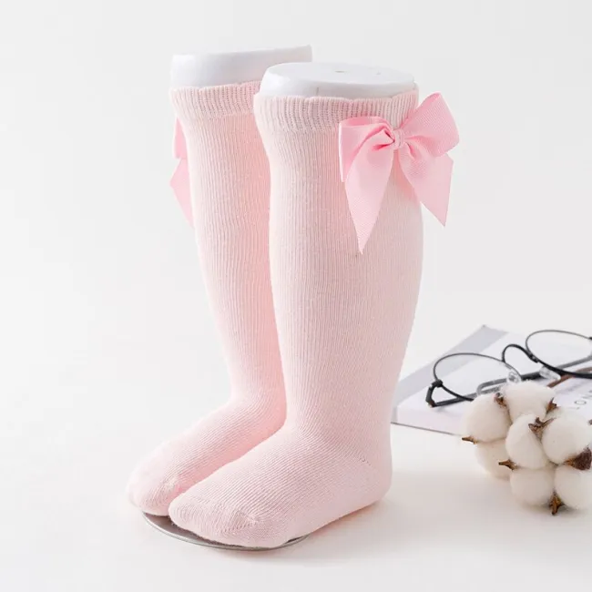Kids Girls Socks With Bows Knee High Princess Socks For Girl Cute Newborn Baby Cotton Sock Long Tube Bow Children Socks