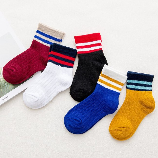 5 Pair/Lot Kids Soft Cotton Socks Boy Girl Baby Cute Cartoon Warm Stripe Smiley Fashion Sport Socks Autumn Winter Children Gift