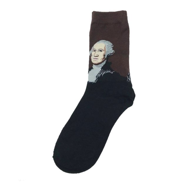 Men Cotton Retro Abstract Oil Painting Art Socks Shout Modern Van Gogh Starry Night Happy Oil Painting Skateboard Sock
