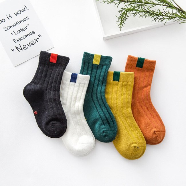 5 Pair/Lot Kids Soft Cotton Socks Boy Girl Baby Cute Cartoon Warm Stripe Smiley Fashion Sport Socks Autumn Winter Children Gift