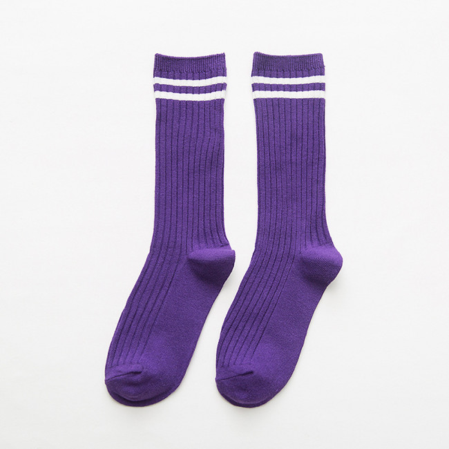 Funny Cute Japanese High School Girls Cotton Loose Striped Crew Socks Colorful Women Sox  Harajuku  Designer Retro Yellow White