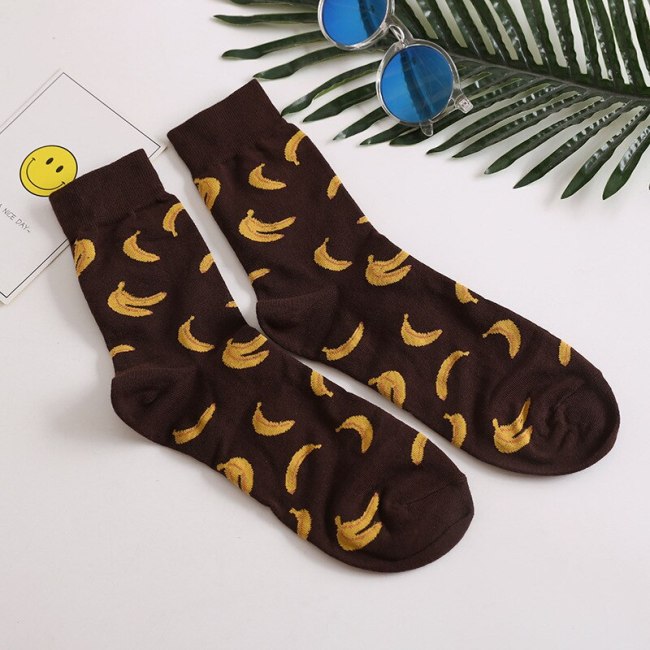 New Harajuku happy Banana Beer socks Men's Funny Combed Cotton Dress Casual Crew Wedding Socks Colorful Novelty Skateboard Socks