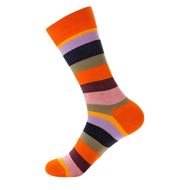 Mens Happy Striped Socks Quality Plaid Diamond Sock Men Combed Cotton Calcetines Largos Hombre