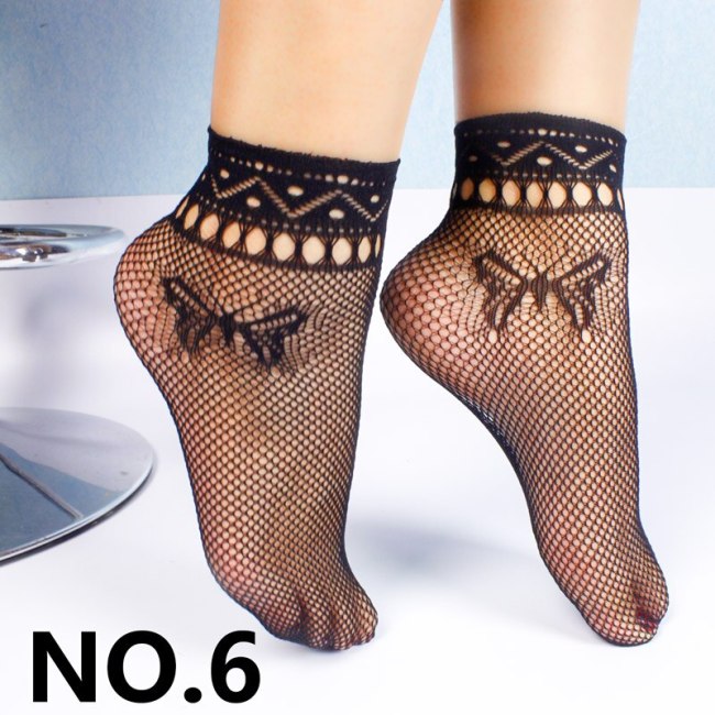 harajuku Sale Women's summer sexy mesh silk sock for female ultrathin transparent nylon short socks with lace high plus size