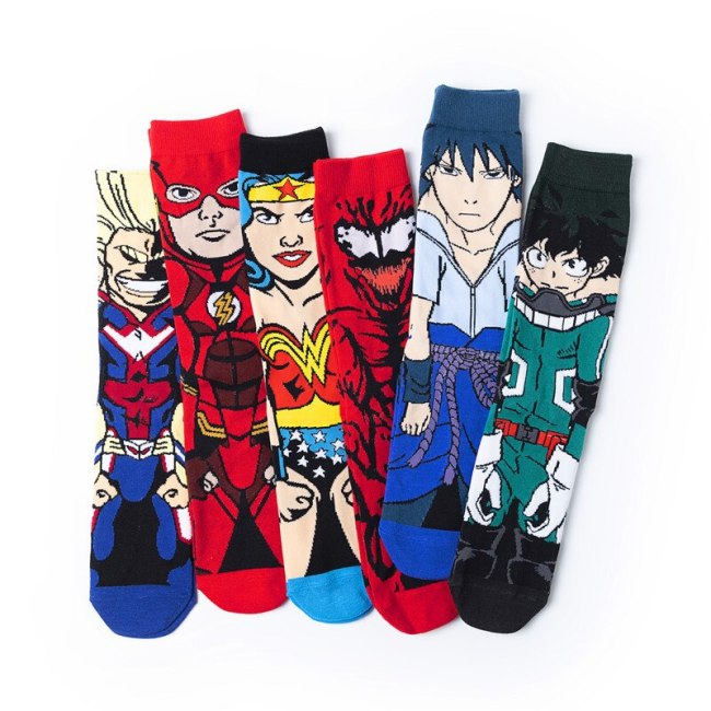 japan Anime marvel cartoon Cosplay socks men anime Character Crew Socks Kids Adult Cotton Sock Breathable High Stockings New