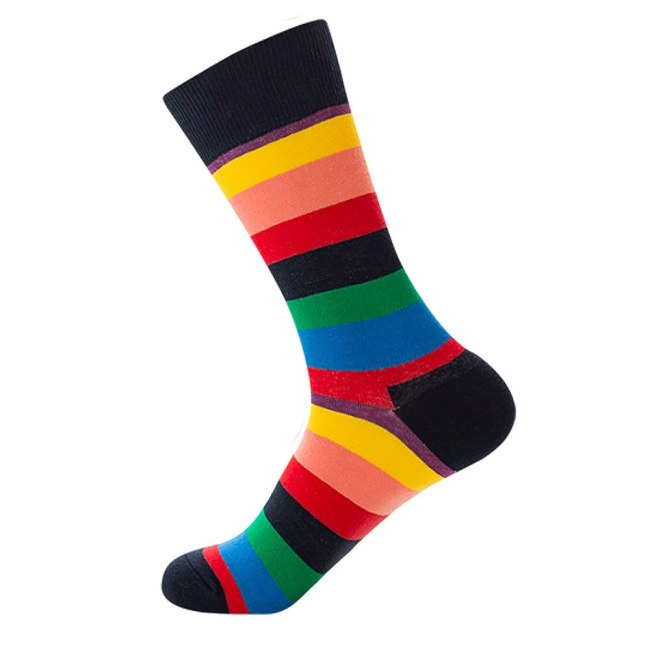 Mens Happy Striped Socks Quality Plaid Diamond Sock Men Combed Cotton Calcetines Largos Hombre