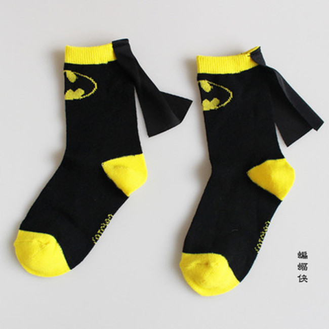1 Pair New All Season Kids Cotton Character Marvel Socks Super Hero Pattern Handmade Clock Sewing Dance Baby Socks