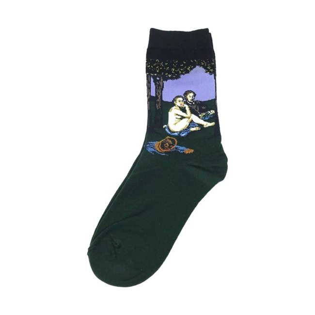 Men Cotton Retro Abstract Oil Painting Art Socks Shout Modern Van Gogh Starry Night Happy Oil Painting Skateboard Sock