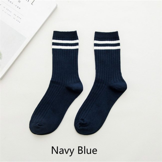 Funny Cute Japanese High School Girls Cotton Loose Striped Crew Socks Colorful Women Sox  Harajuku  Designer Retro Yellow White