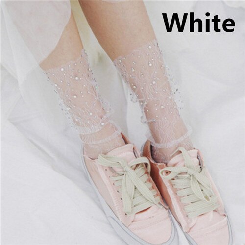 Sale Sexy Retro Lace Floral Mesh Women Girl Socks Elastic  Summer Fashion Lady Transparent Short Socks