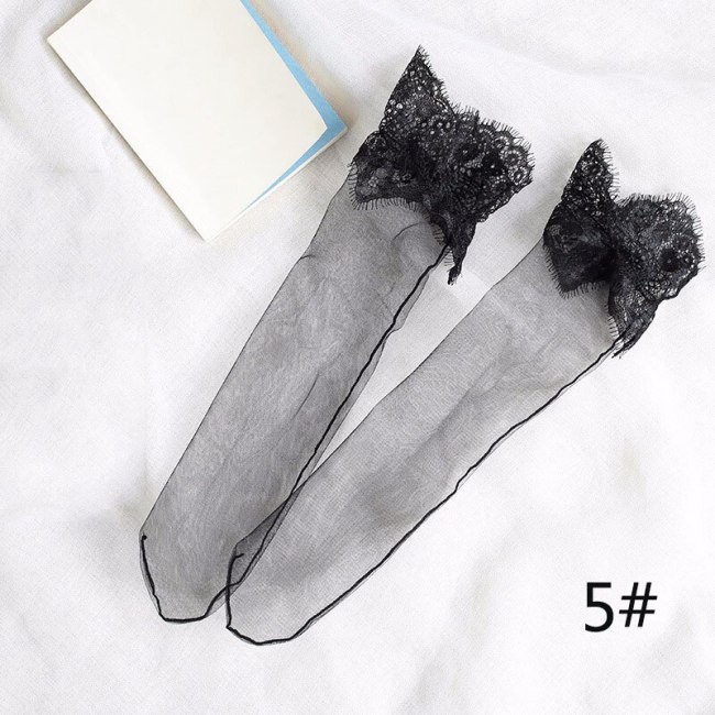 Sale Sexy Retro Lace Floral Mesh Women Girl Socks Elastic  Summer Fashion Lady Transparent Short Socks