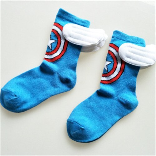 1 Pair New All Season Kids Cotton Character Marvel Socks Super Hero Pattern Handmade Clock Sewing Dance Baby Socks