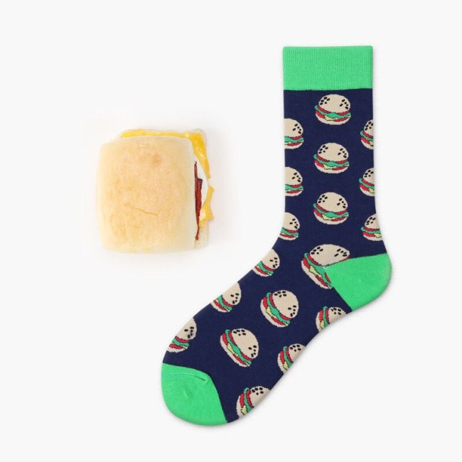 Women Socks Funny Cute Cartoon Fruits Banana Avocado Lemon Egg Cookie Donuts Food Happy Japanese Harajuku skateboard  Socks