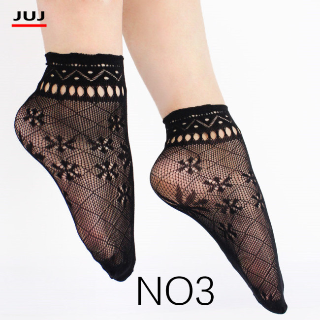 harajuku Sale Women's summer sexy mesh silk sock for female ultrathin transparent nylon short socks with lace high plus size