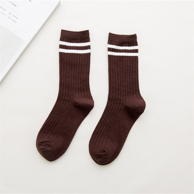 Funny Cute Japanese High School Girls Cotton Loose Striped Crew Socks Colorful Women Sox  Harajuku  Designer Retro Yellow White