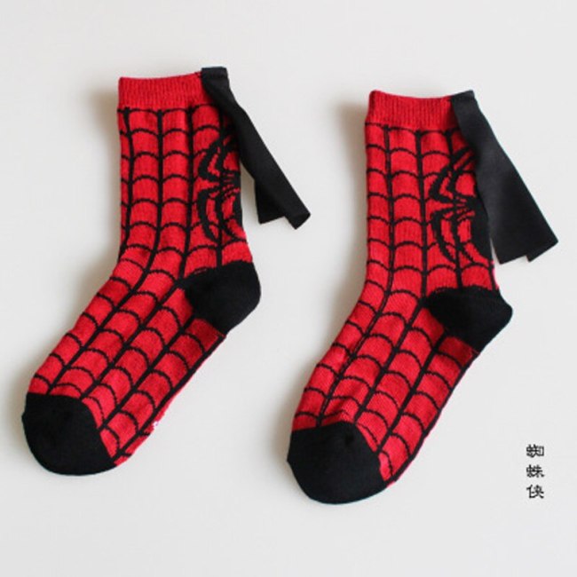 1 Pair New All Season Kids Cotton Character Marvel Socks Super Hero Pattern Handmade Clock Sewing Dance Baby Socks