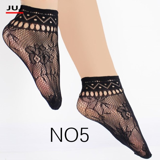 harajuku Sale Women's summer sexy mesh silk sock for female ultrathin transparent nylon short socks with lace high plus size