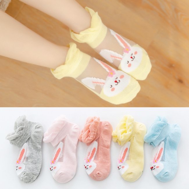 5 Pairs/lot 1 to 7 Yrs Spring Summer Thin Girls Sock Kids Cotton Mesh Boat Sock Lovely Animal Breathable Toddler Boys Ankle Sock