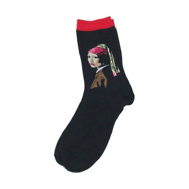 Men Cotton Retro Abstract Oil Painting Art Socks Shout Modern Van Gogh Starry Night Happy Oil Painting Skateboard Sock