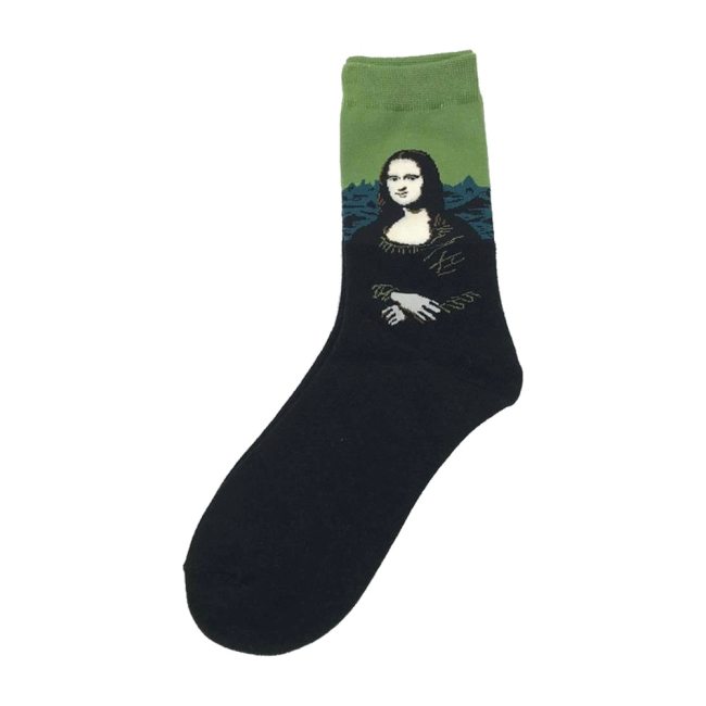Men Cotton Retro Abstract Oil Painting Art Socks Shout Modern Van Gogh Starry Night Happy Oil Painting Skateboard Sock