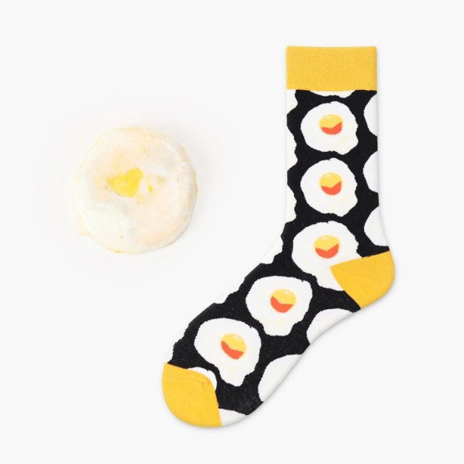 Women Socks Funny Cute Cartoon Fruits Banana Avocado Lemon Egg Cookie Donuts Food Happy Japanese Harajuku skateboard  Socks