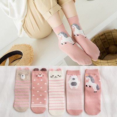 5pairs/pack 100% Cotton Kids Socks Lot Unicorn Unisex Baby Socks for Girls&boys Children Soft Winter Cute Cartoon Socks Set