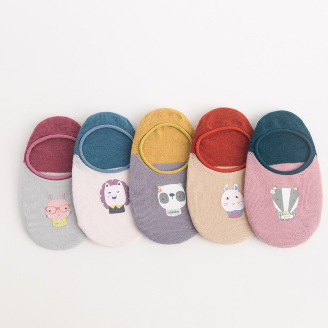 5 Pairs/lot 1 to 7 Yrs Spring Summer Thin Girls Sock Kids Cotton Mesh Boat Sock Lovely Animal Breathable Toddler Boys Ankle Sock