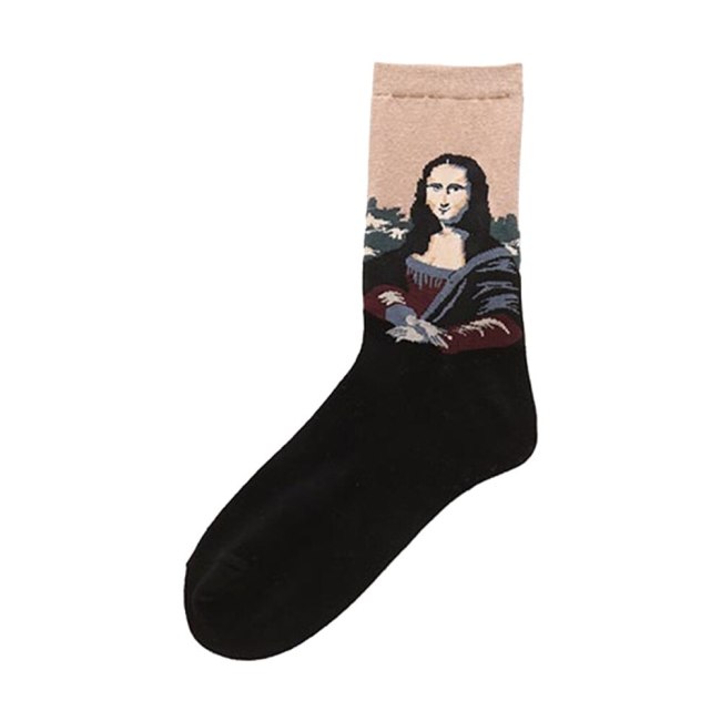 Men Cotton Retro Abstract Oil Painting Art Socks Shout Modern Van Gogh Starry Night Happy Oil Painting Skateboard Sock