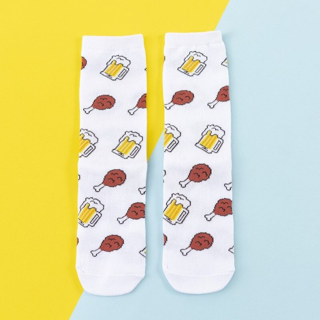 Women Socks Funny Cute Cartoon Fruits Banana Avocado Lemon Egg Cookie Donuts Food Happy Japanese Harajuku skateboard  Socks