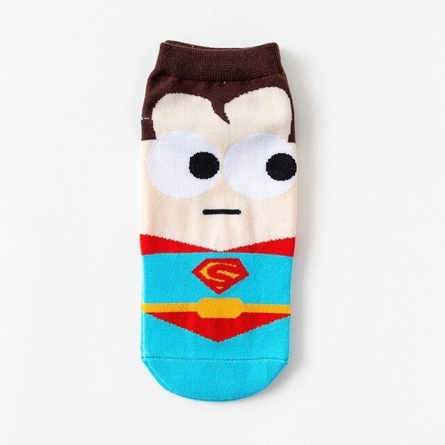 2019 Super hero 1 pair Cartoon children Teenagers short socks boys kids men America Captain adult Boat sock spiderman Cartoon